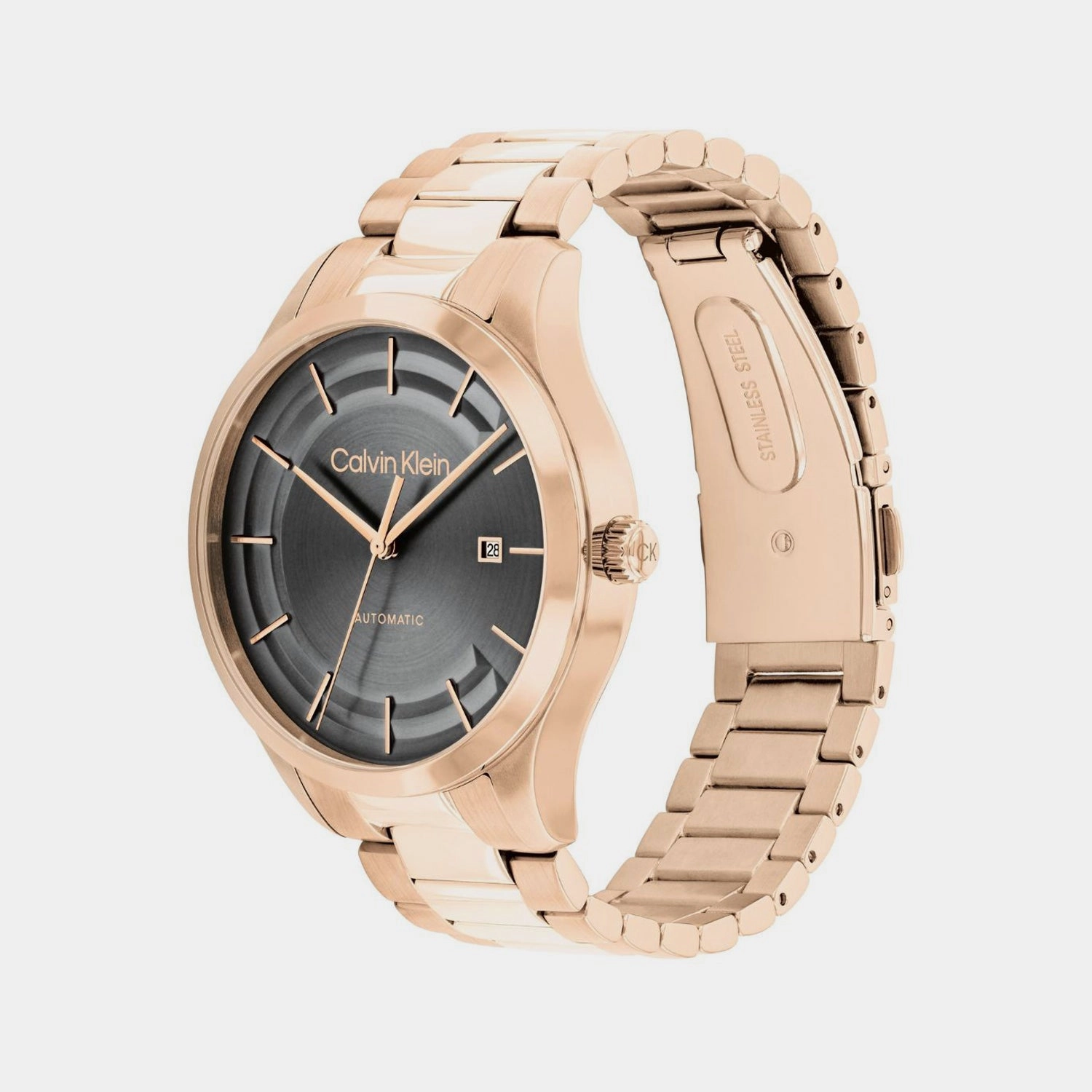 Unisex Automatic Grey Dial Analog Stainless Steel Watch 25300025