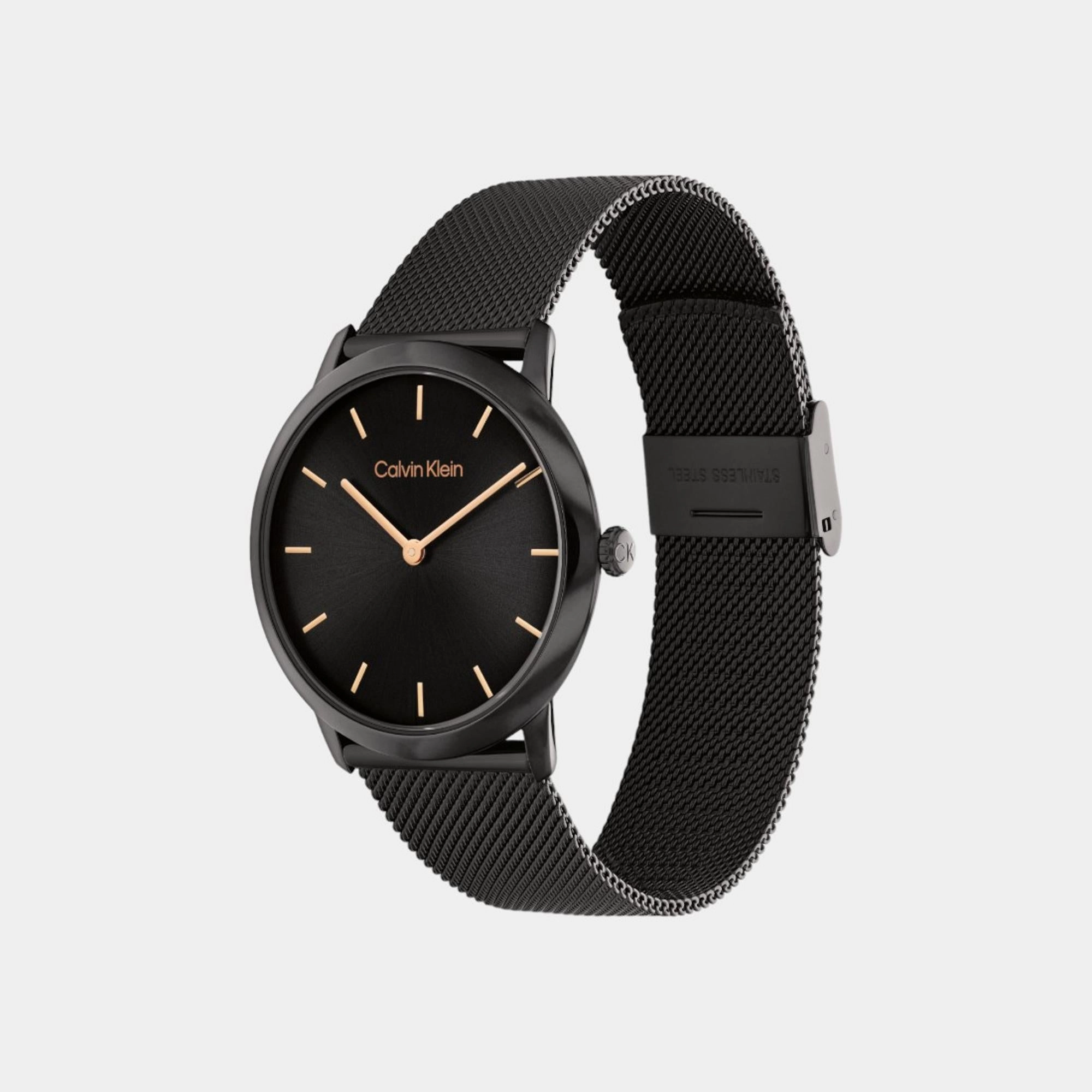 Unisex Quartz Analog Black Dial Mesh Watch 25300002