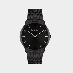 Unisex Quartz Black Dial Analog Stainless Steel Watch 25300008