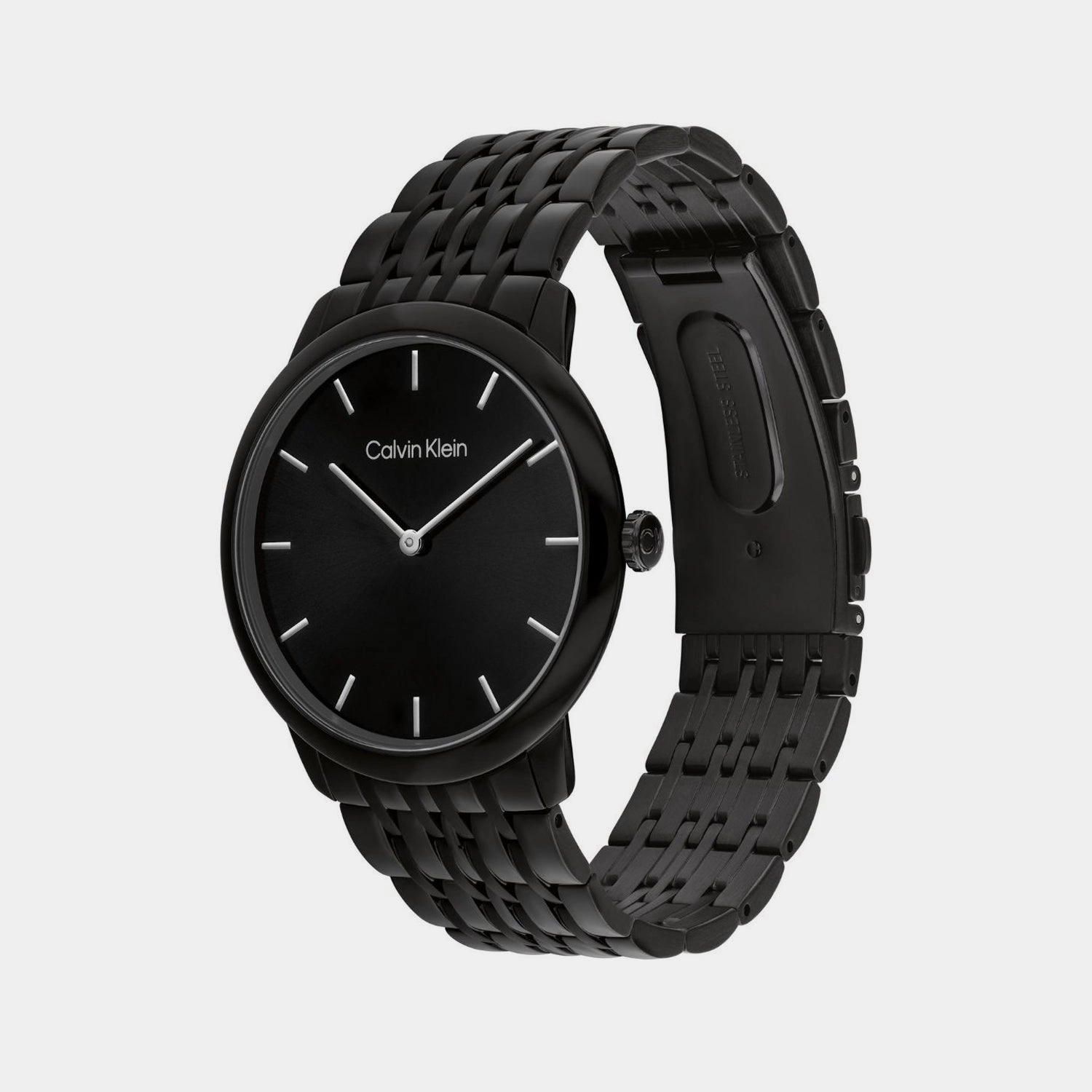 Unisex Quartz Black Dial Analog Stainless Steel Watch 25300008