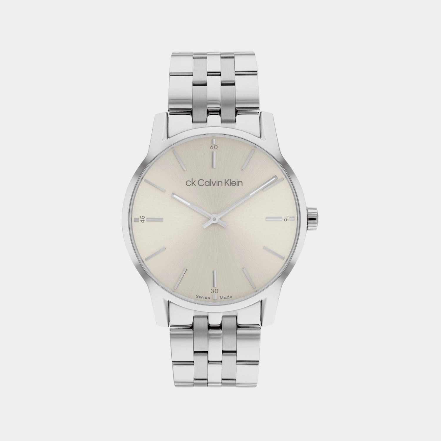 Unisex Quartz Silver White Dial Analog Stainless Steel Watch 25000009
