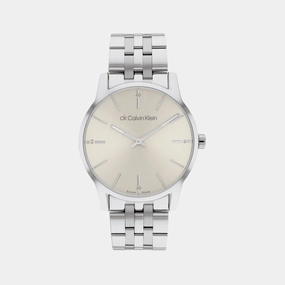 Unisex Quartz Silver White Dial Analog Stainless Steel Watch 25000009