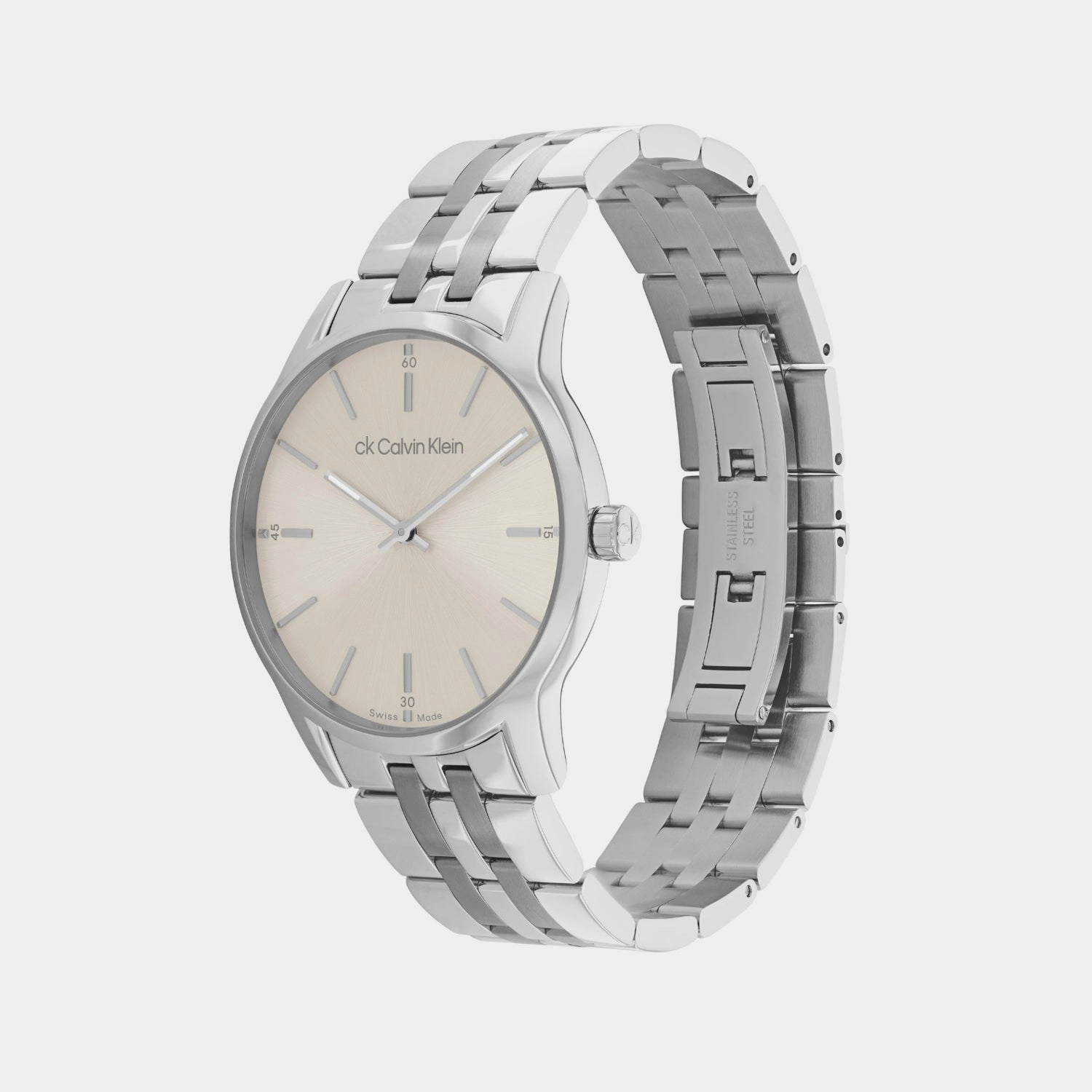 Unisex Quartz Silver White Dial Analog Stainless Steel Watch 25000009