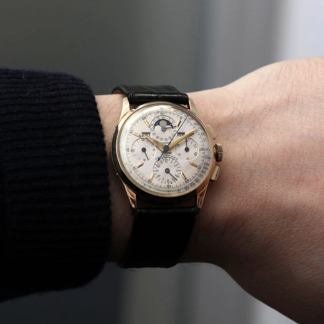 Universal Geneve Tri-Compax 52218, 14k Gold, 1940's