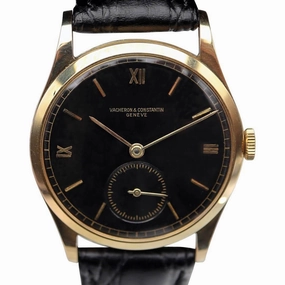 Vacheron Constantin 18k Gold Black Dial, Men's Vintage Watch