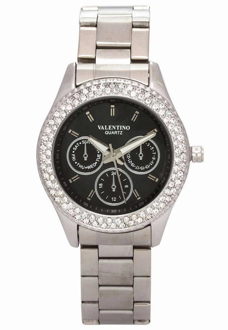 Valentino 20121789-BLACK DIAL Silver Stainless Watch for Women