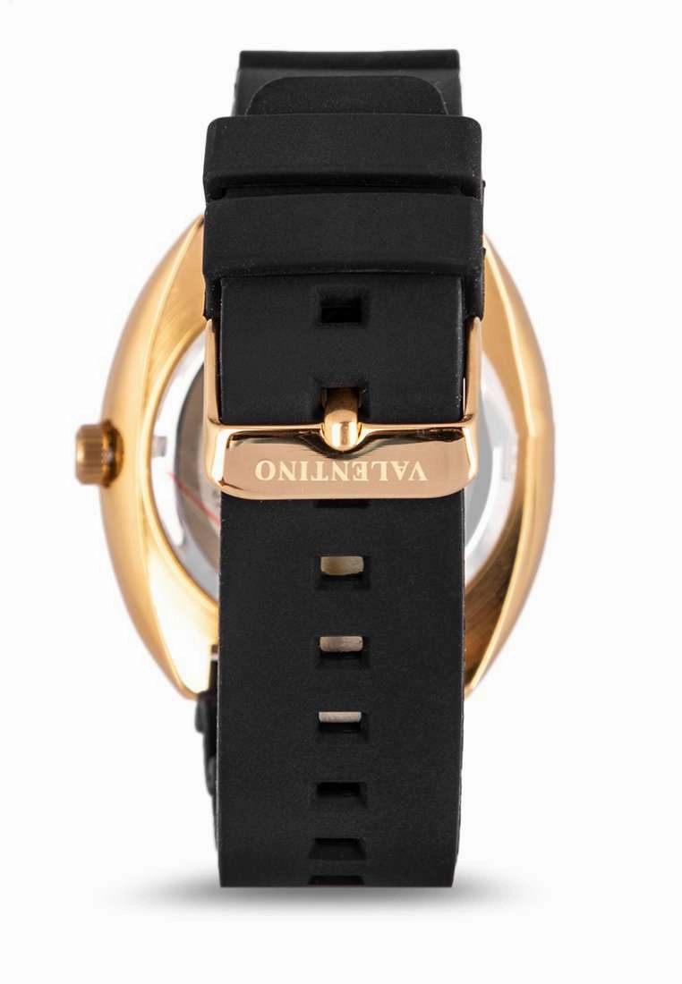Valentino 20122313-GOLD CASE-BLK DL Rubber Strap Watch for Men
