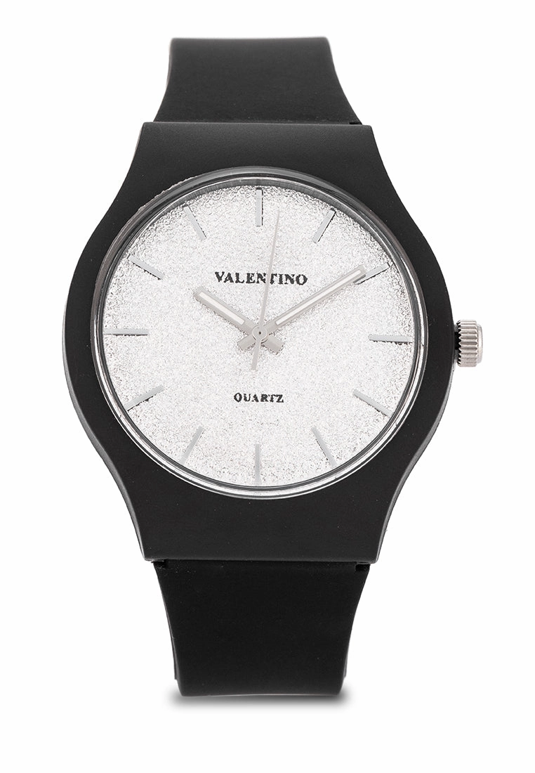 Valentino Rubber Strap Analog Watch for Women 20122094-BLK - BLACK DIAL LINE