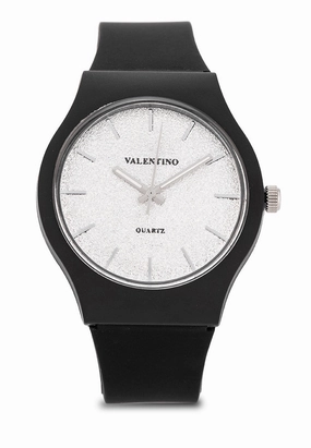 Valentino Rubber Strap Analog Watch for Women 20122094-BLK - BLACK DIAL LINE
