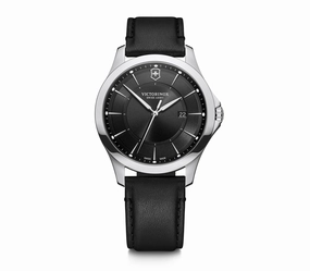 Victorinox Alliance Black Leather Strap Mens Watch 241904