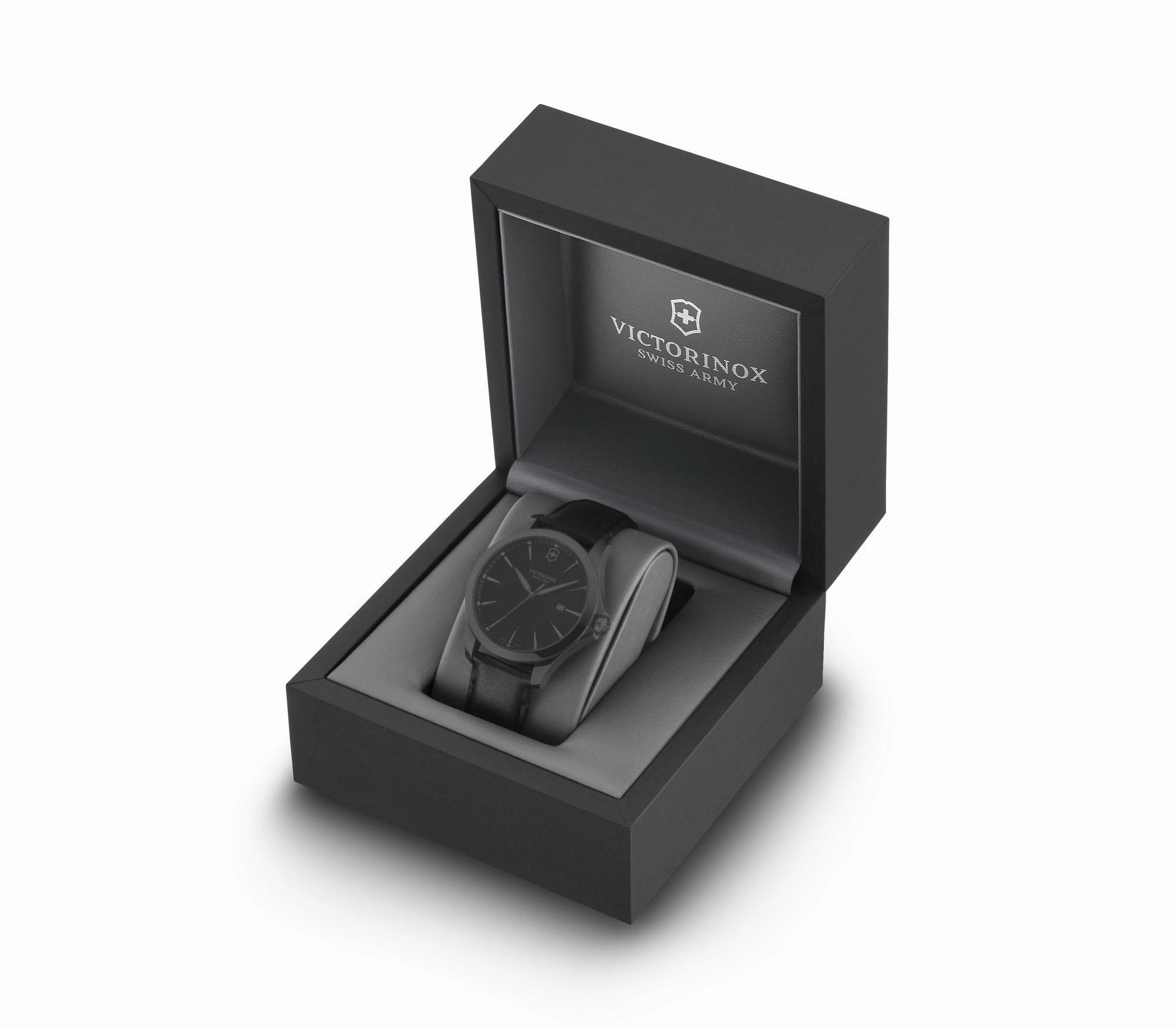 Victorinox Alliance Black Leather Strap Mens Watch 241904