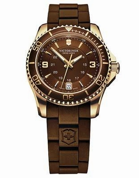 Victorinox Swiss Army Maverick GS Ladies Strap Watch - Brown & Gold-Tone Design