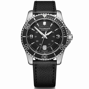 Victorinox Swiss Army Men's Quartz Watch - Maverick Black Leather Strap | 241862
