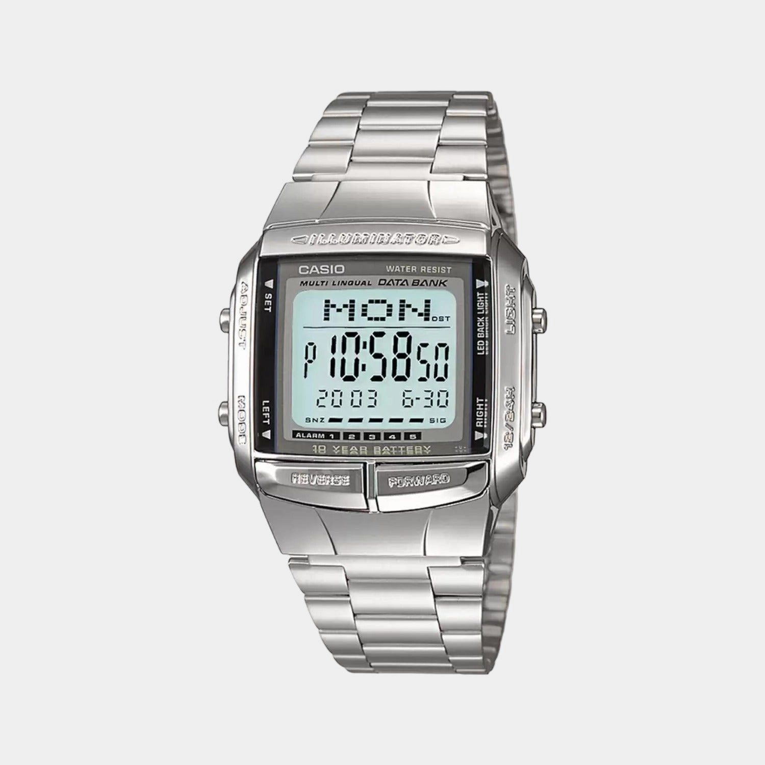 Vintage Silver Digital Unisex Stainless Steel Watch DB27 - DB-360-1ASDF