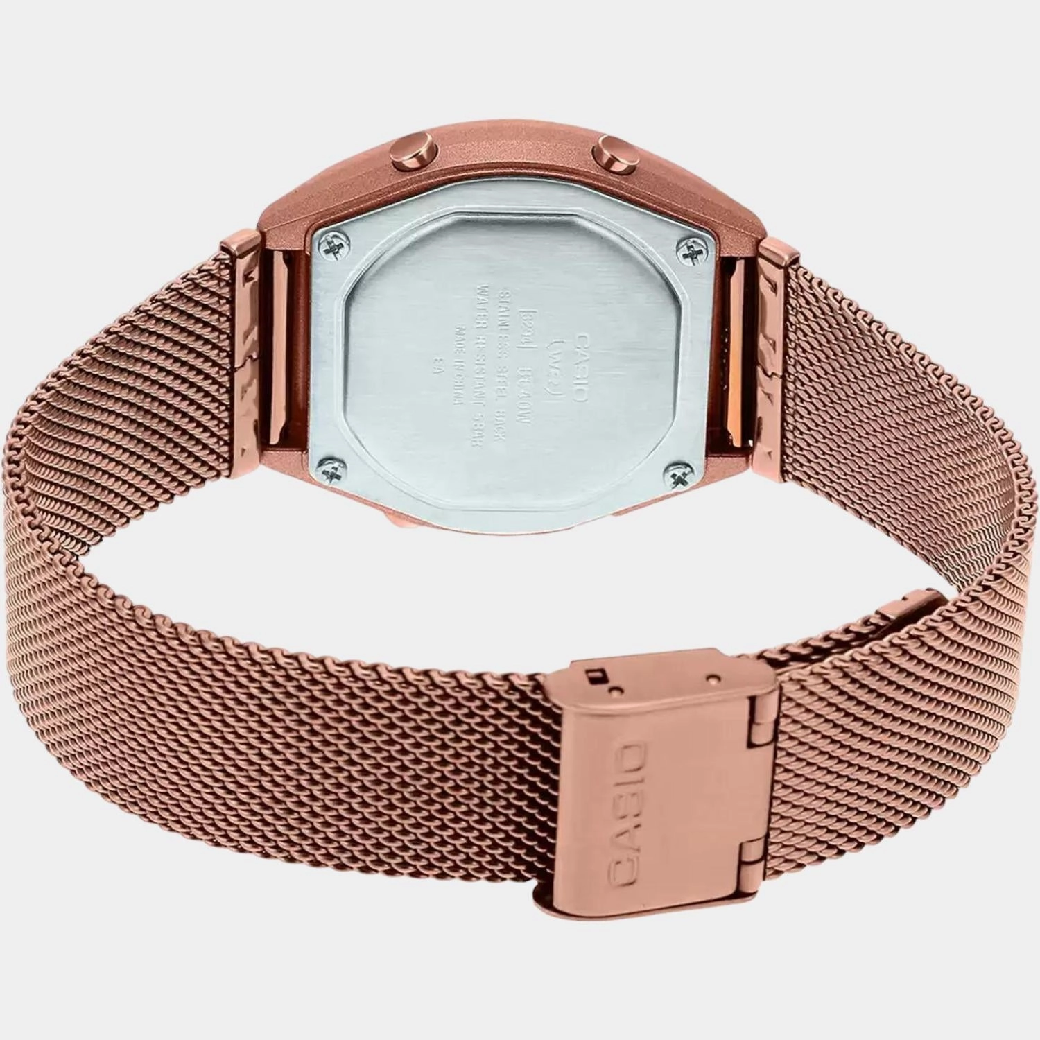 Vintage Unisex Rose Gold Digital Stainless Steel Mesh Band Watch D216 - B640WMR-5ADF