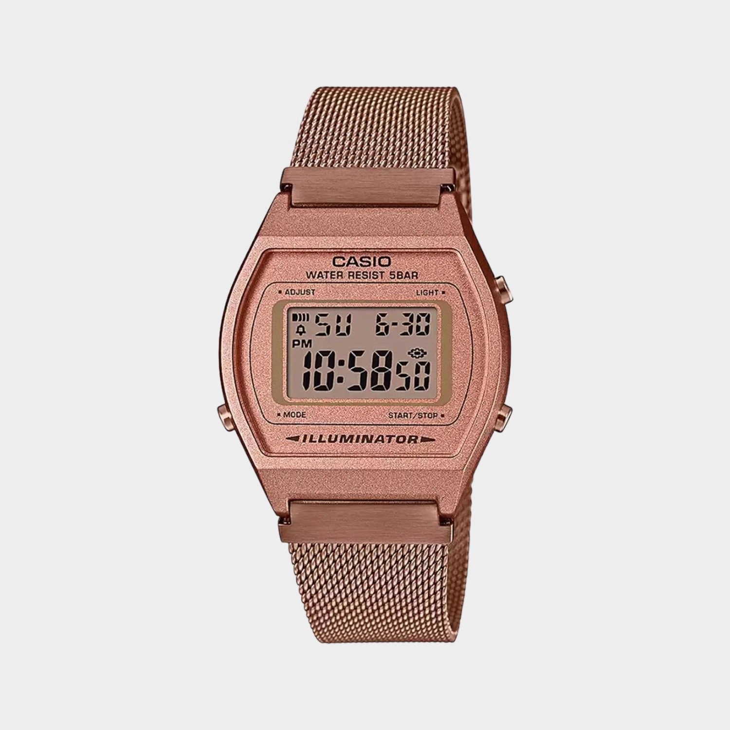 Vintage Unisex Rose Gold Digital Stainless Steel Mesh Band Watch D216 - B640WMR-5ADF