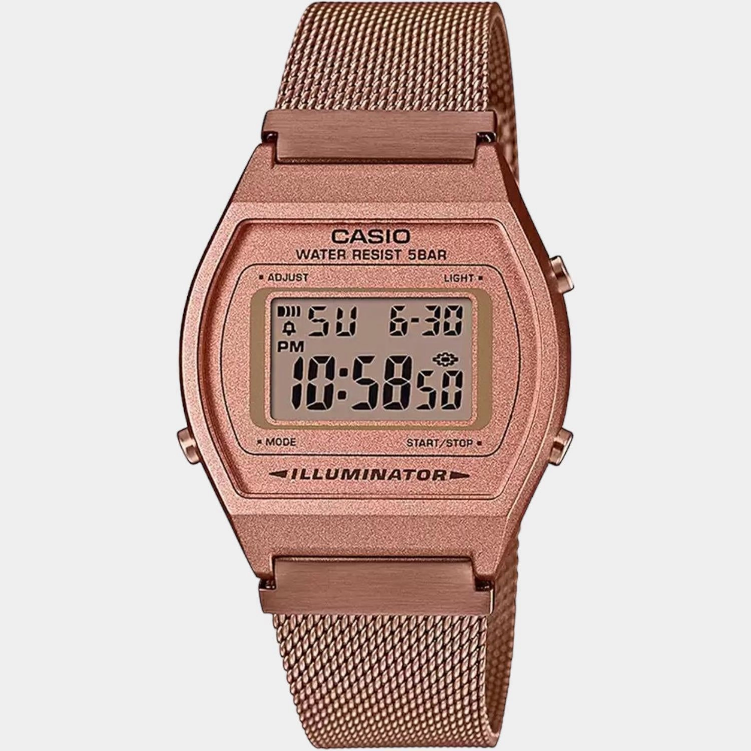 Vintage Unisex Rose Gold Digital Stainless Steel Mesh Band Watch D216 - B640WMR-5ADF