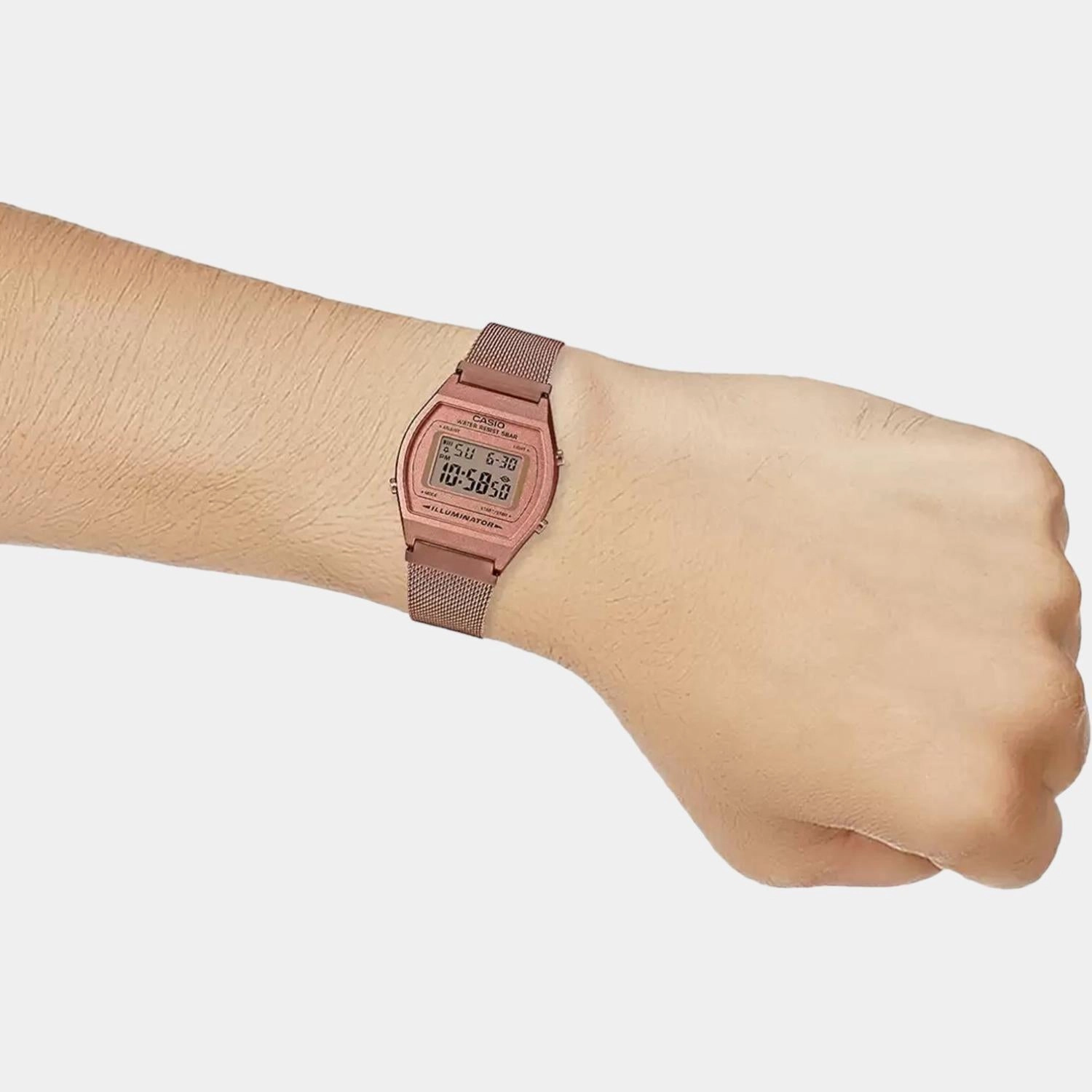 Vintage Unisex Rose Gold Digital Stainless Steel Mesh Band Watch D216 - B640WMR-5ADF
