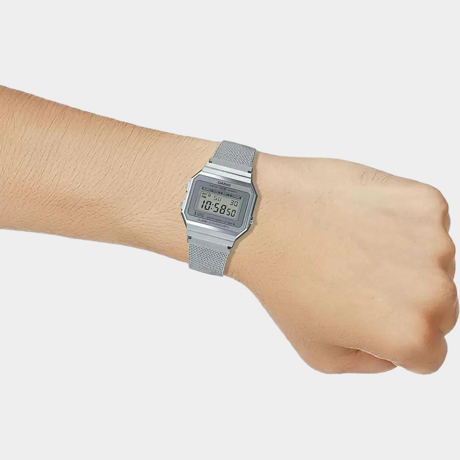 Vintage Unisex Silver Digital Stainless Steel Watch D170 - A700WM-7ADF