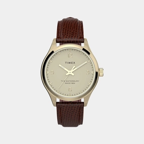 Waterbury Women Cream Analog Leather Watch TW2U97800UJ