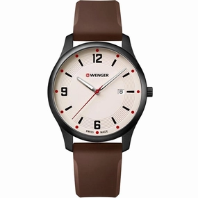 Wenger Men's Quartz Watch - City Active White Dial Rubber Strap | 01.1441.124