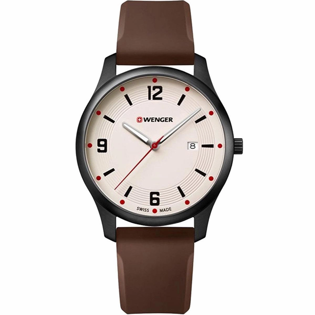 Wenger Men's Quartz Watch - City Active White Dial Rubber Strap | 01.1441.124