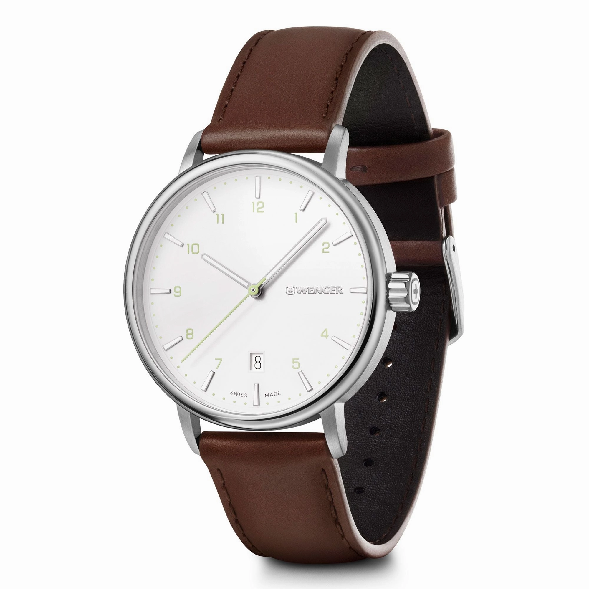 Wenger Urban Classic Silver Dial Brown Leather Watch 01.1731.117
