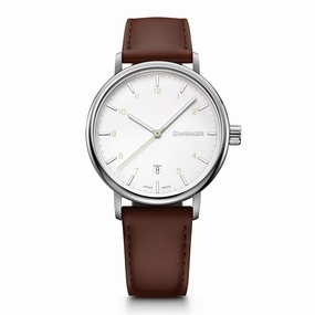 Wenger Urban Classic Silver Dial Brown Leather Watch 01.1731.117