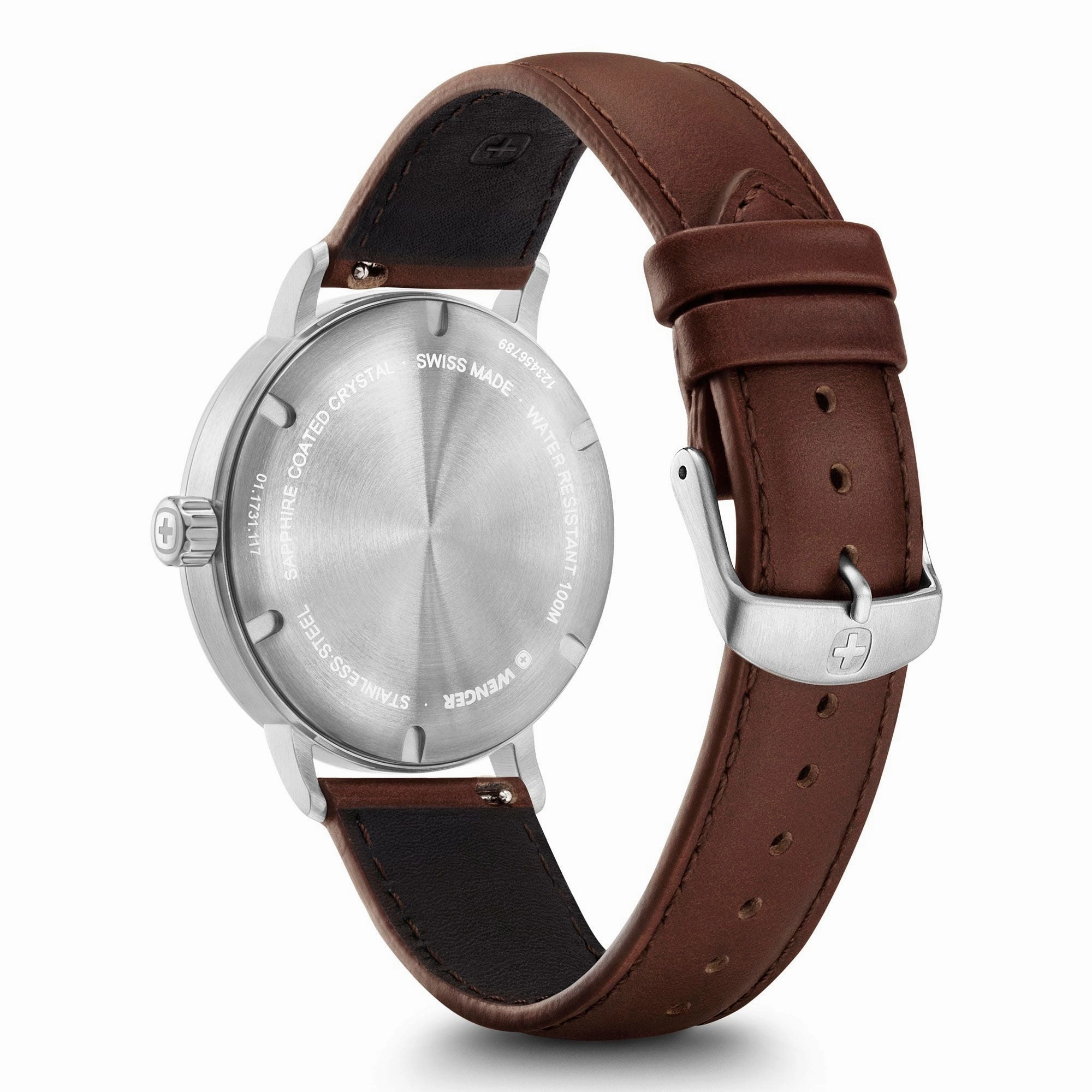 Wenger Urban Classic Silver Dial Brown Leather Watch 01.1731.117