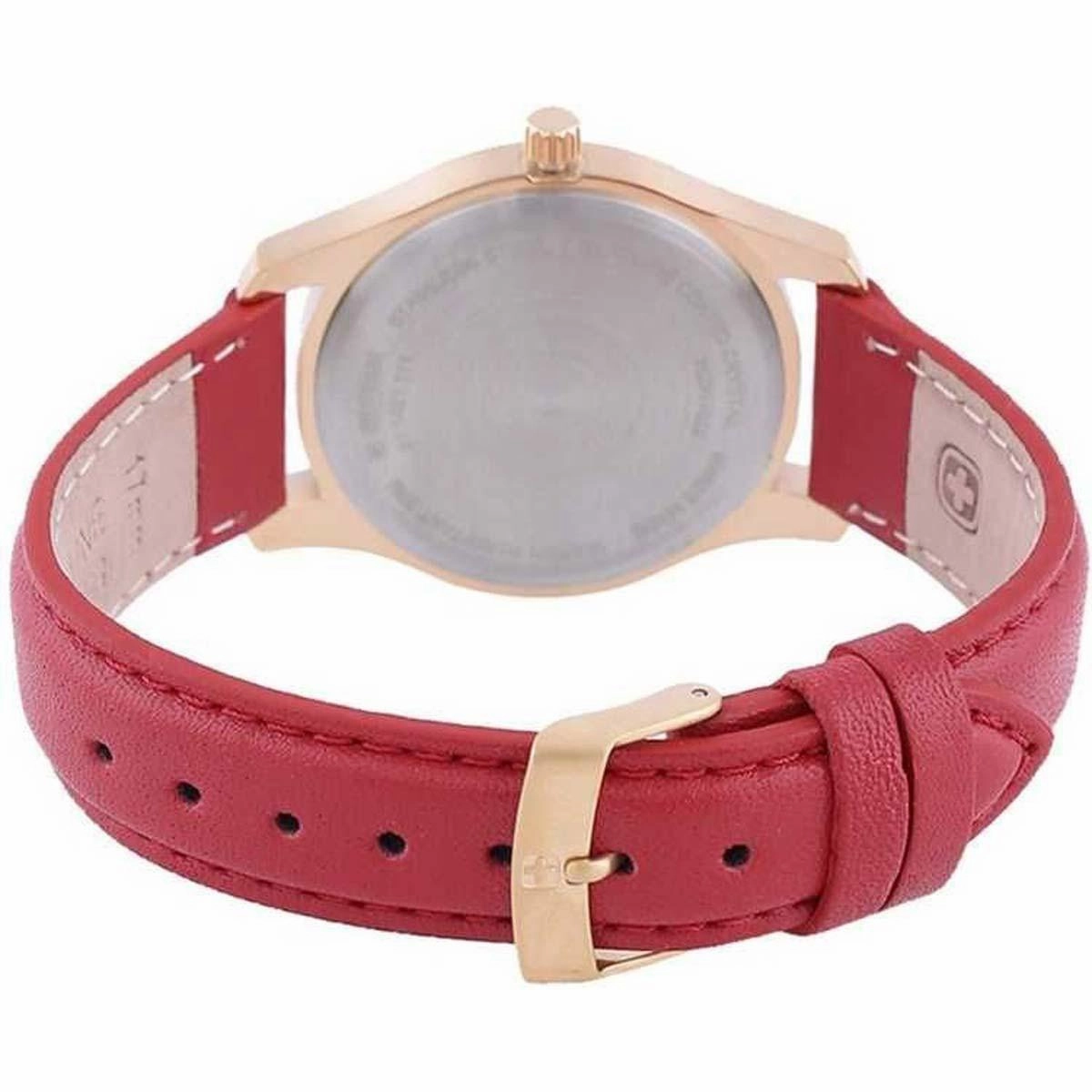 Wenger Women's Quartz Watch - City Very Silver Dial Red Leather Strap | 01.1421.113