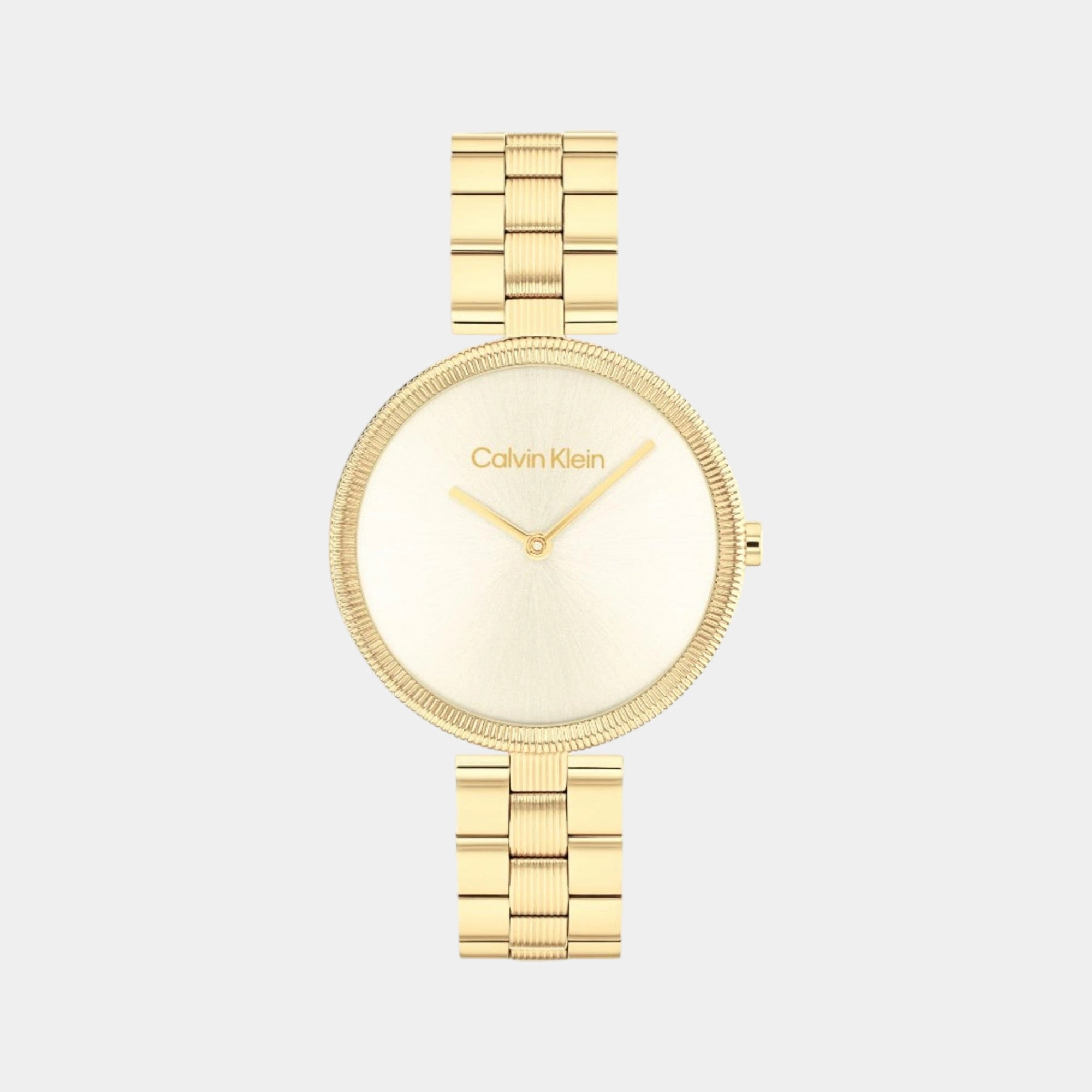 Women Quartz Analog Light Champagne Dial Stainless Steel Watch 25100014