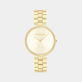 Women Quartz Analog Light Champagne Dial Stainless Steel Watch 25100014