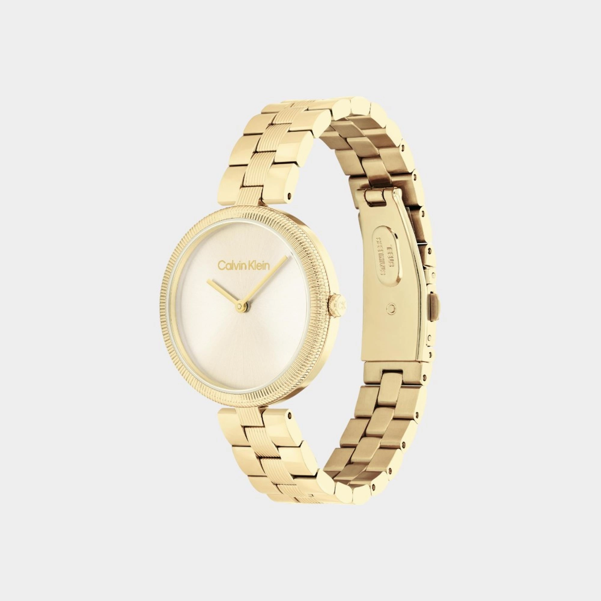 Women Quartz Analog Light Champagne Dial Stainless Steel Watch 25100014