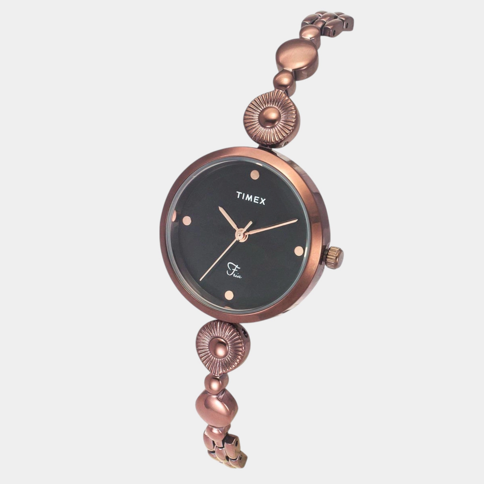 Women Quartz Black Dial Analog Brass Watch TWEL18204