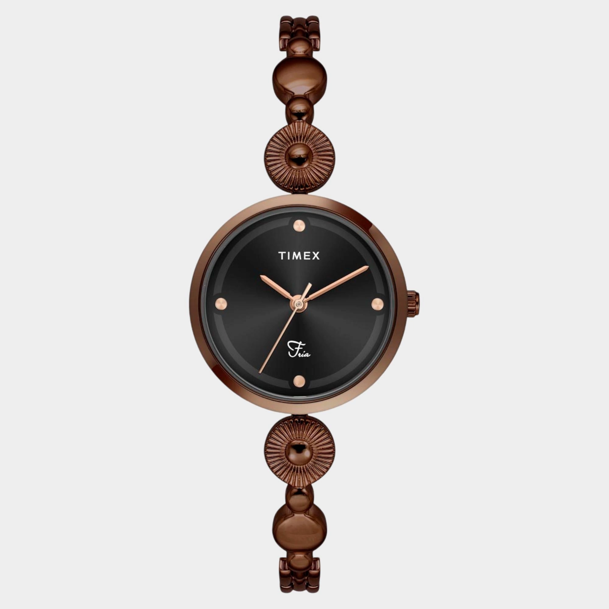 Women Quartz Black Dial Analog Brass Watch TWEL18204