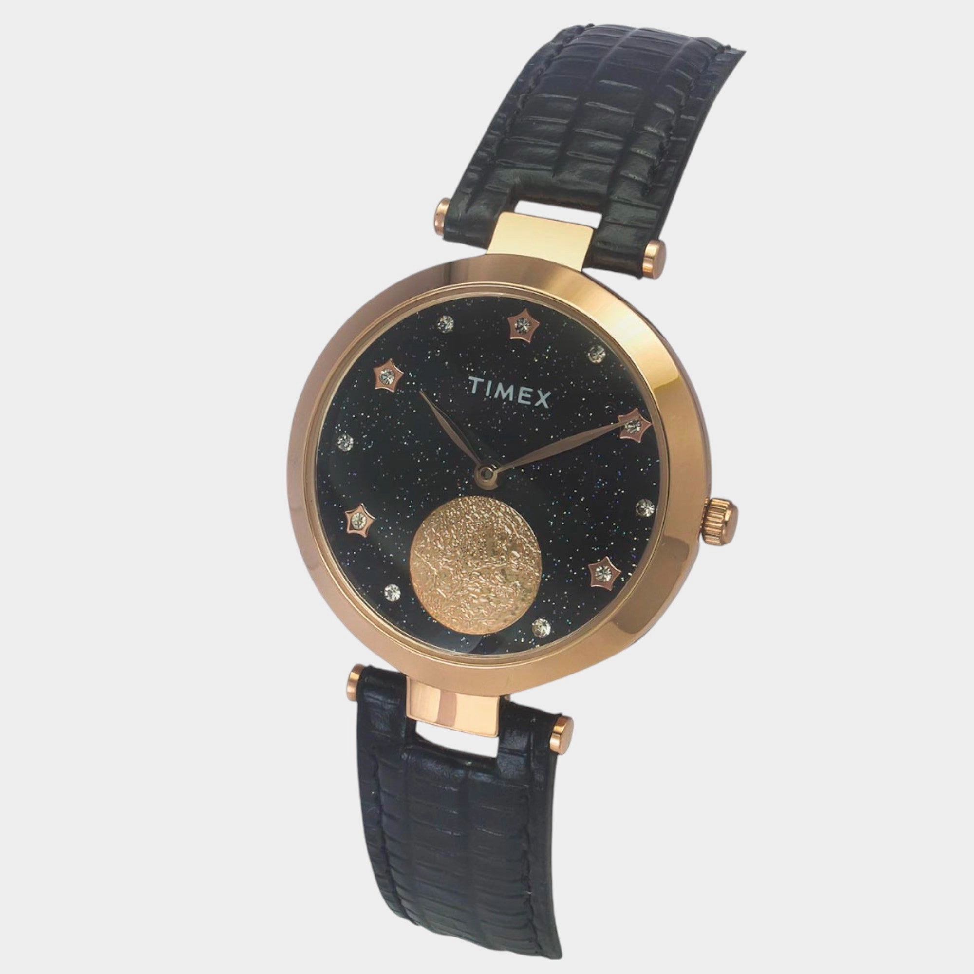 Women Quartz Black Dial Analog Leather Watch TWEL19203