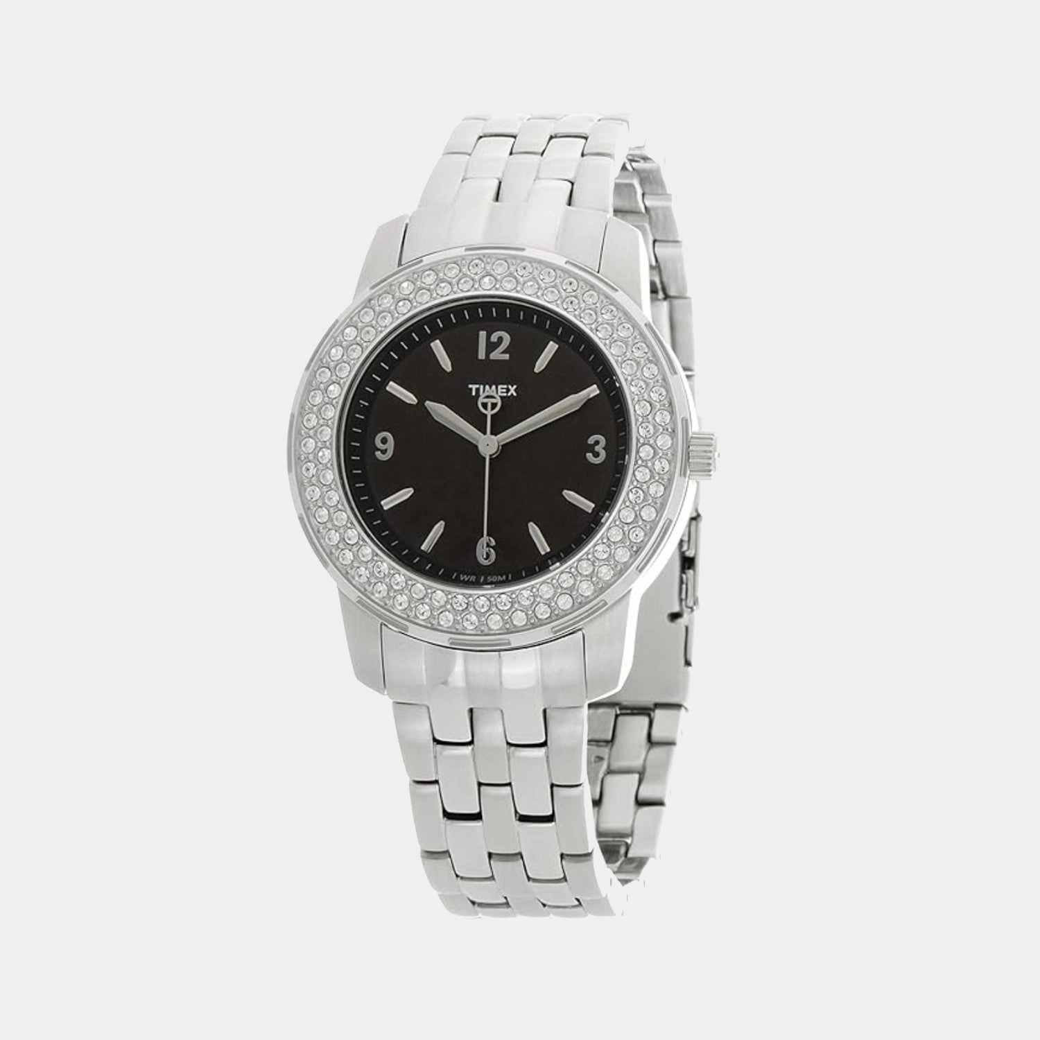 Women Quartz Black Dial Analog Stainless Steel Watch T2N147
