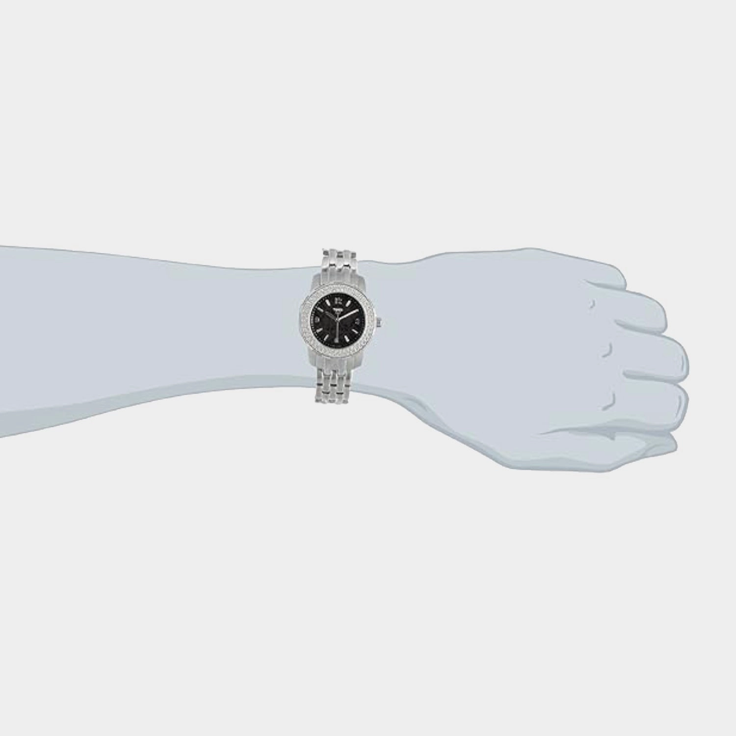 Women Quartz Black Dial Analog Stainless Steel Watch T2N147