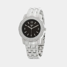 Women Quartz Black Dial Analog Stainless Steel Watch T2N147