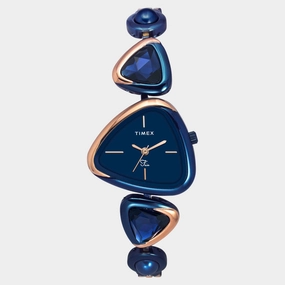 Women Quartz Blue Dial Analog Brass Watch TWEL17702