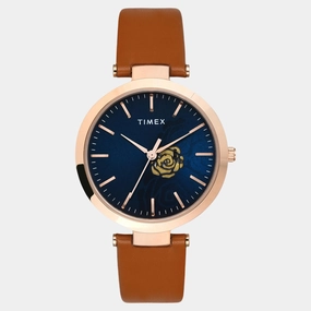 Women Quartz Blue Dial Analog Leather Watch TW000X246