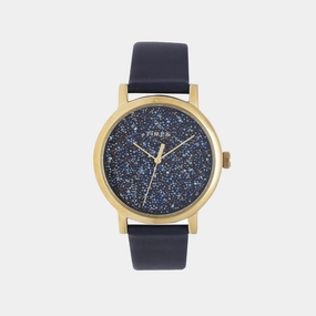 Women Quartz Blue Dial Analog Leather Watch TW2R98100