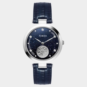 Women Quartz Blue Dial Analog Leather Watch TWEL19202