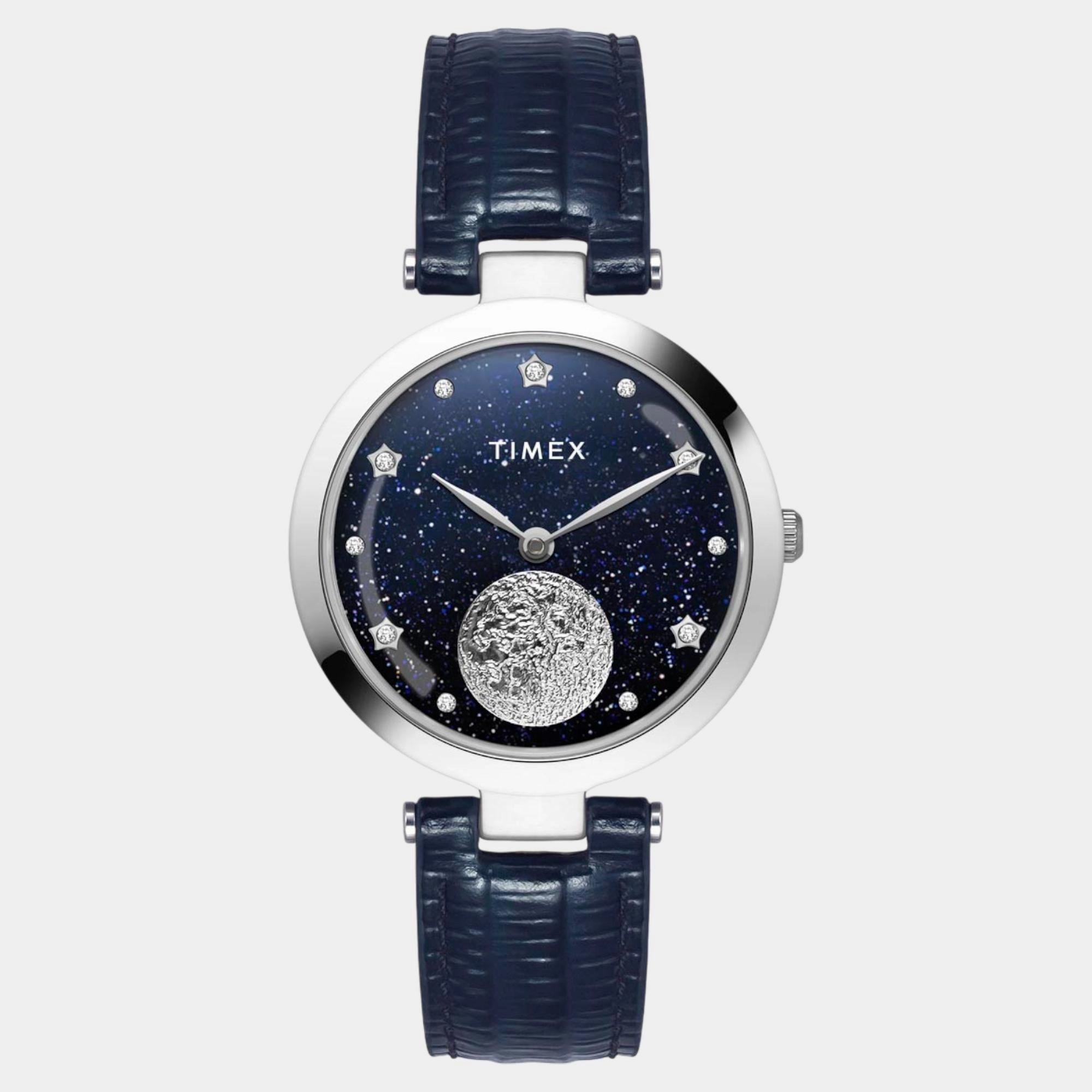 Women Quartz Blue Dial Analog Leather Watch TWEL19202
