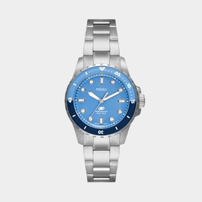 Women Quartz Blue Dial Analog Stainless Steel Watch ES5353