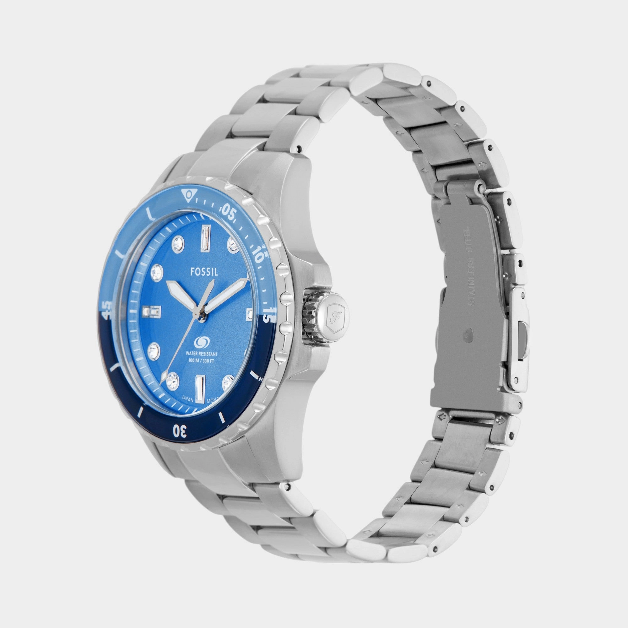 Women Quartz Blue Dial Analog Stainless Steel Watch ES5353