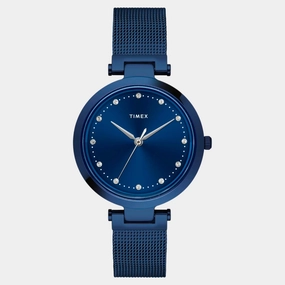 Women Quartz Blue Dial Analog Stainless Steel Watch TWEL11827