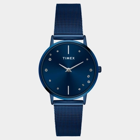 Women Quartz Blue Dial Analog Stainless Steel Watch TWEL15620