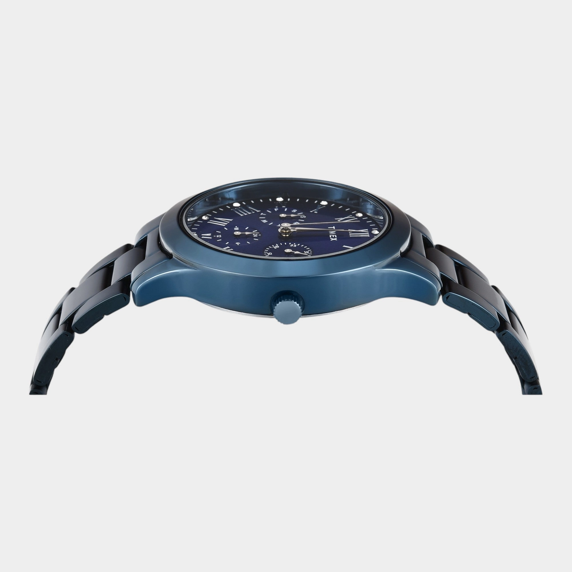 Women Quartz Blue Dial Multi-Function Stainless Steel Watch TW000Q819