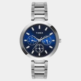 Women Quartz Blue Dial Multi-Function Stainless Steel Watch TW000X247